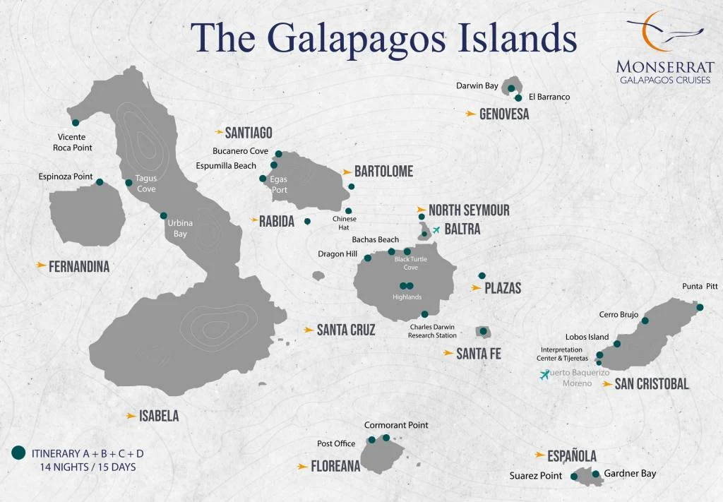 Monserrat Galapagos Cruise Itinerary ABCD 1024x711 1 Galatrails